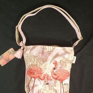 Sun N Sand by Paul Brent flamingo, palms,Canvas